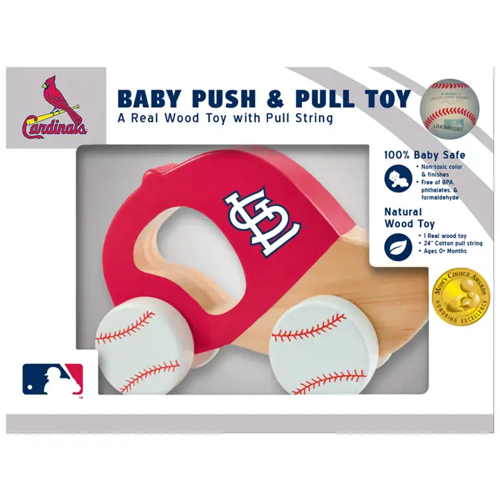 STL CARDS Jouet à pousser et à tirer pour bébé rouge/blanc/bois