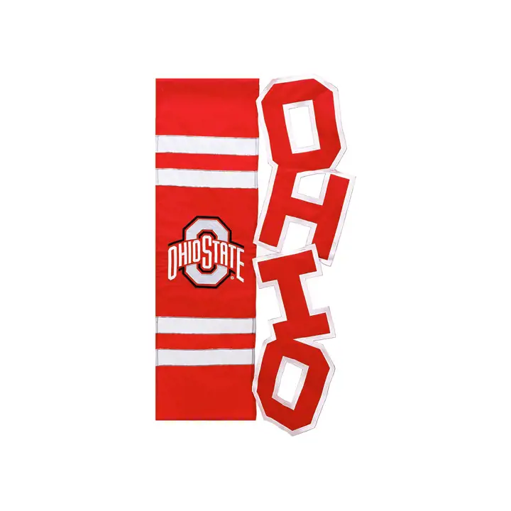 Drapeau de maison sculpté en applique Ohio State rouge