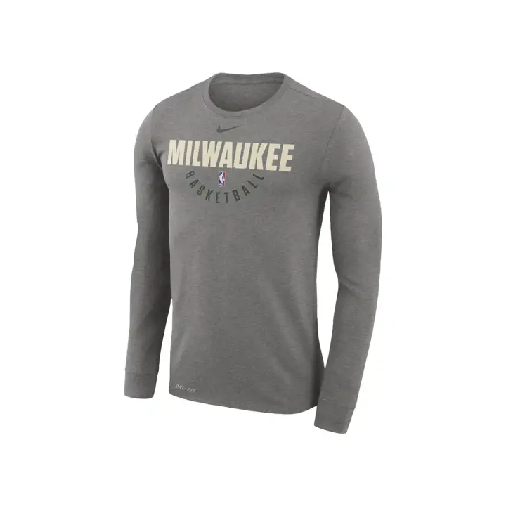 Milwaukee Bucks NBA Maillot d'entraînement en coton DRI-FITF manches longues - Vert foncé