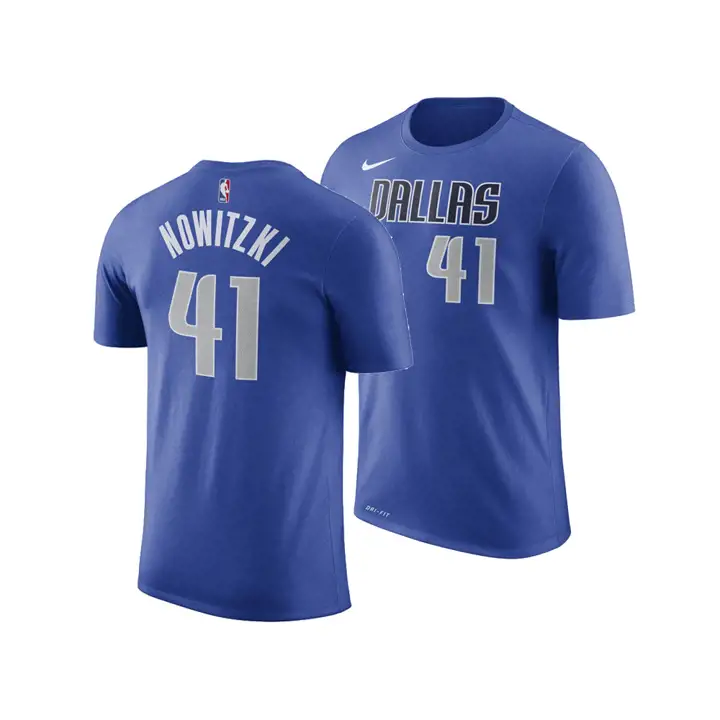 T-SHIRT Dallas Mavericks NBA ICON PLAYER Nowitzki BLEU