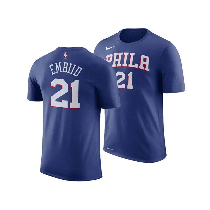 T-SHIRT NBA ICON PLAYER PHILADELPHIA 76ERS Joel Embiid BLEU
