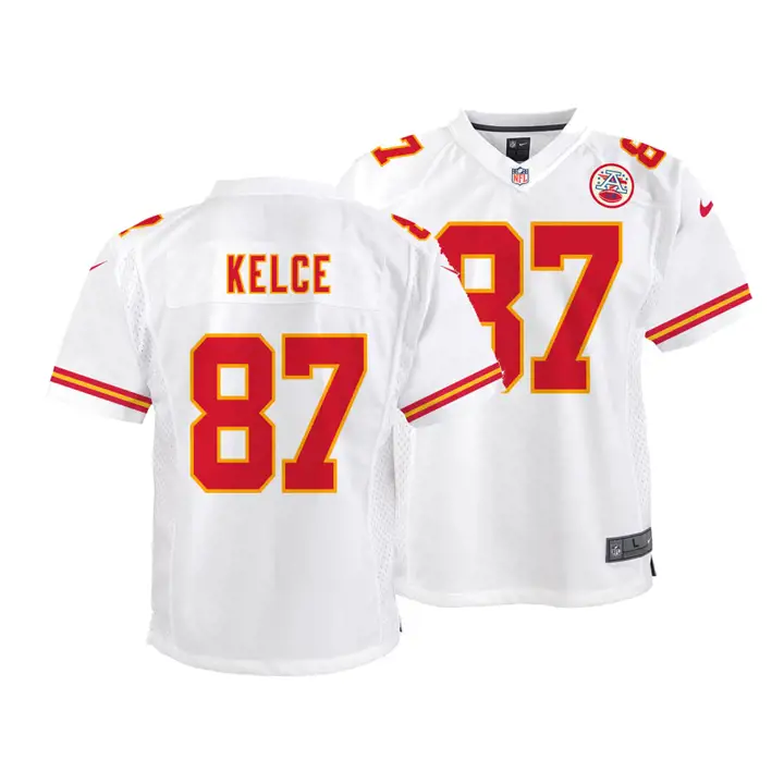 Maillot de match CHIEFS NFL pour jeune Travis Kelce blanc