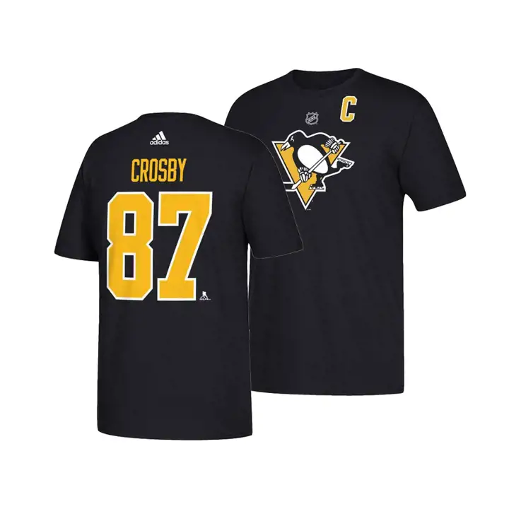 T-shirt Pittsburgh Penguins NHL argenté joueur Sidney Crosby BLK
