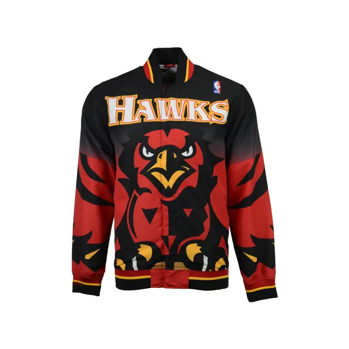 Vestes d'échauffement authentiques M&N NBA Atlanta Hawks BLK/rouge