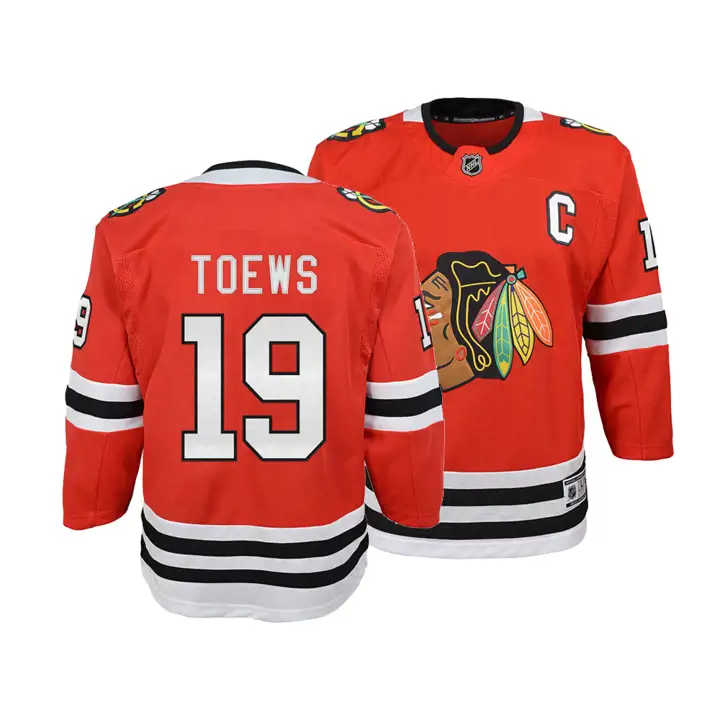 Chandail de joueur Premier de la LNH Blackhawks pour jeunes Jonathan Toews R