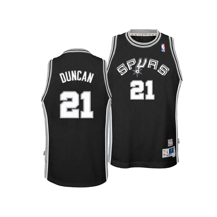 Maillot Tim Duncan des SPURS NBA pour jeune, joueur retraité, modèle Swingman b