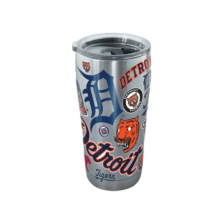 Detroit Tigers Bouteille en acier inoxydable 20 oz MLB Imprimé intégral NAVY/argent