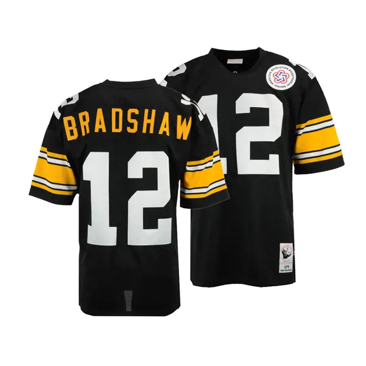 Maillot Authentique Steelers NFL M&N Terry Bradshaw Noir