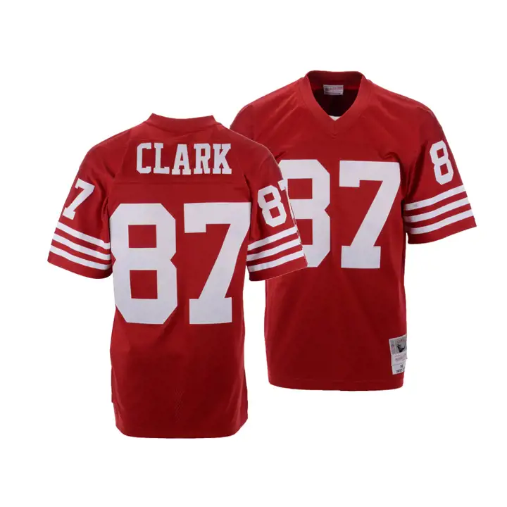 Maillot de football américain Throwback M&N 49ERS NFL Dwight Clark rouge/blanc
