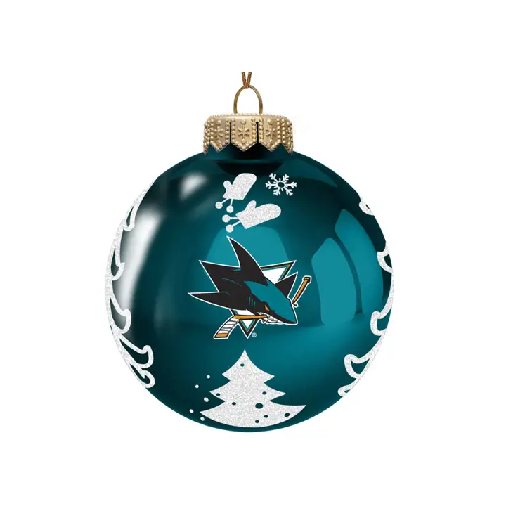 Ornement de Noël en verre 3 po des Sharks de San Jose sarcelle