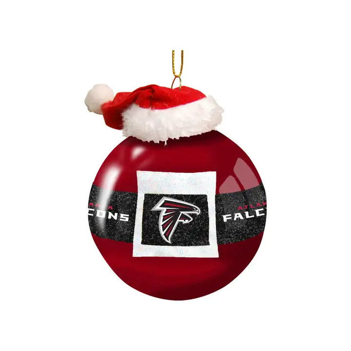 "Décoration de Noël Ceinture de Père Noël 3 po en verre Atlanta Falcons ROUGE"