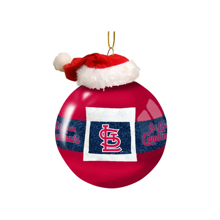 "Ornement de Noël « Ceinture de père Noël » St. Louis Cardinals en verre de 7,6 cm ROUGE"