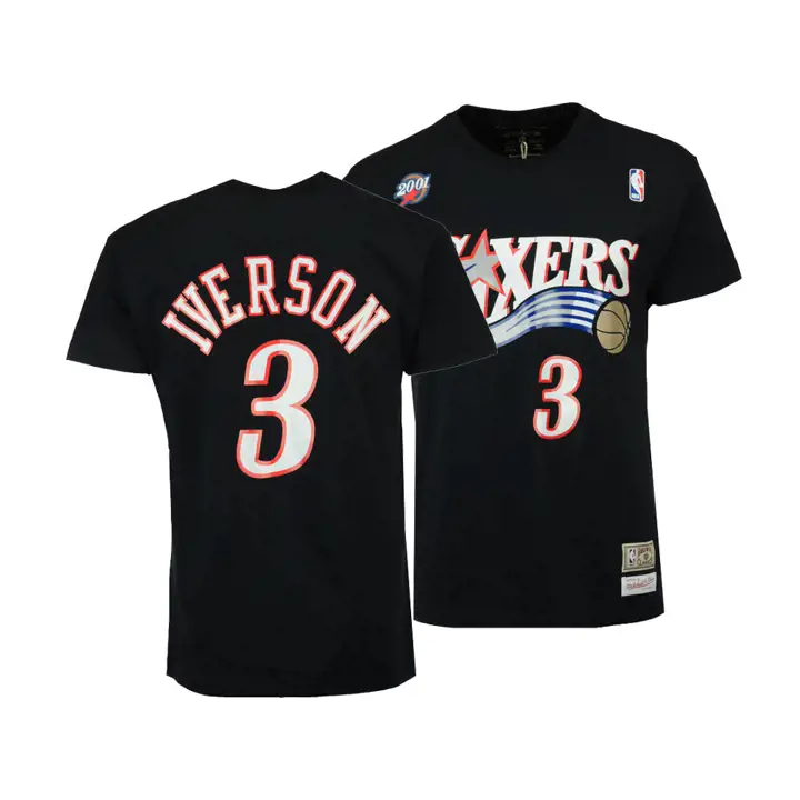 T-shirt Allen Iverson Sixers NBA M&N HWC Noir