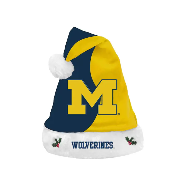 Michigan Wolverines Bonnet tricoté de Père Noël   BLEU/jaune