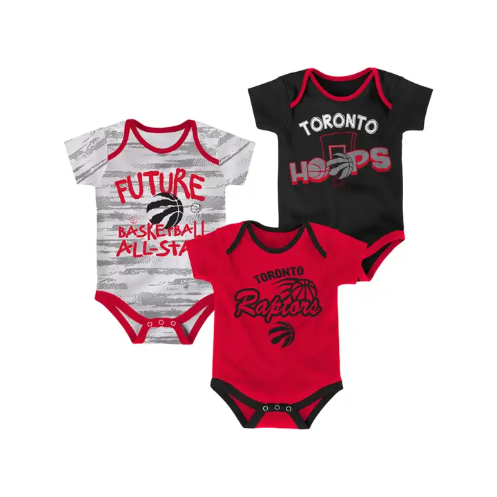 Ensemble de 3 grenouillères Toronto Raptors NBA pour bébé noir/rouge/blanc