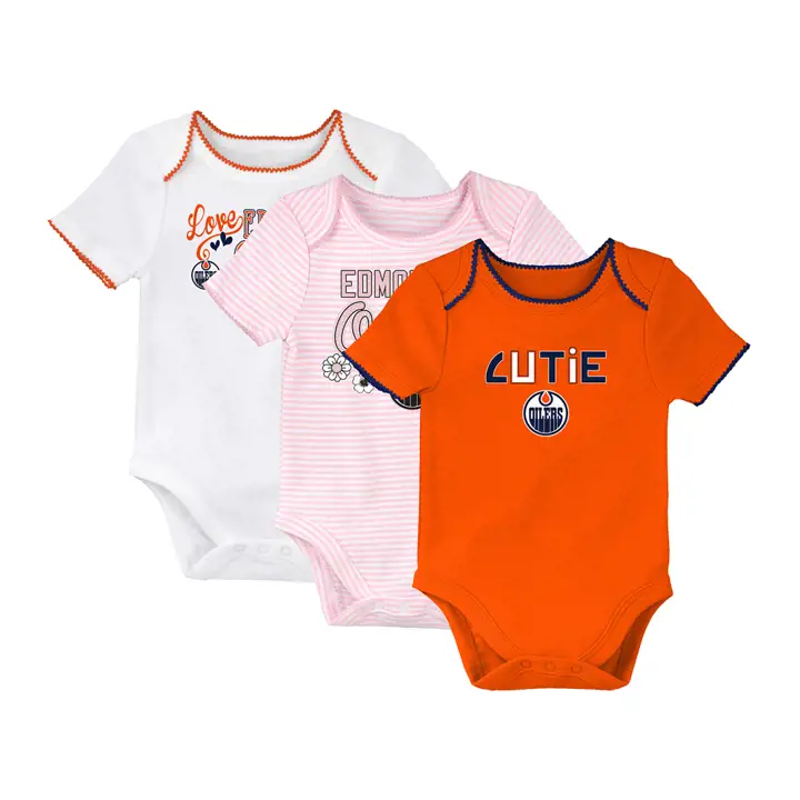 OILERS LNH BN Ensemble grenouillère 3 pièces 3e quart 17 rose/orange