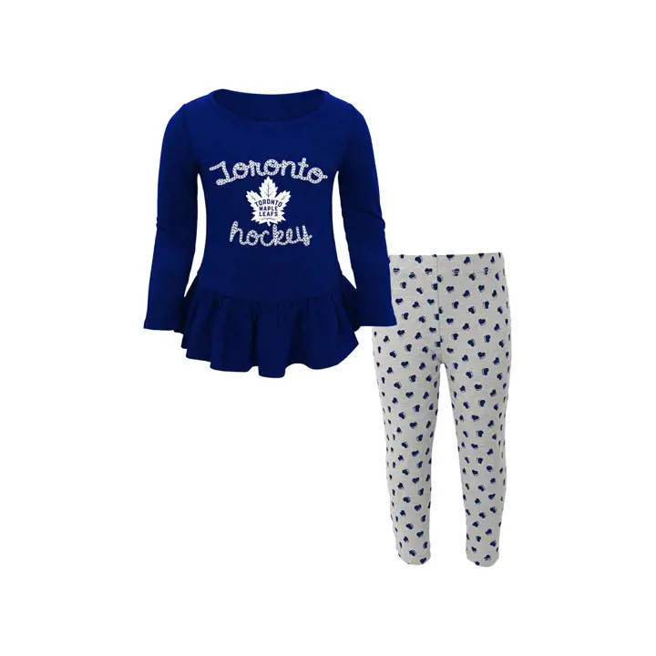 Ensemble pantalon et haut à manches longues Sweet Heart LNH Maple Leaf pour tout-petit 17 bleu/gris
