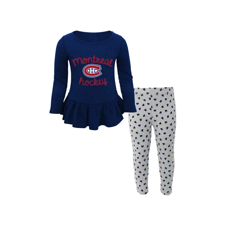 Ensemble pantalon et haut à manches longues Canadiens NHL Sweet Heart pour enfant, marine/gris 17