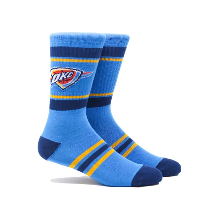 Chaussettes bleues d'équipage NBA Parkway Stripe du Oklahoma City Thunder