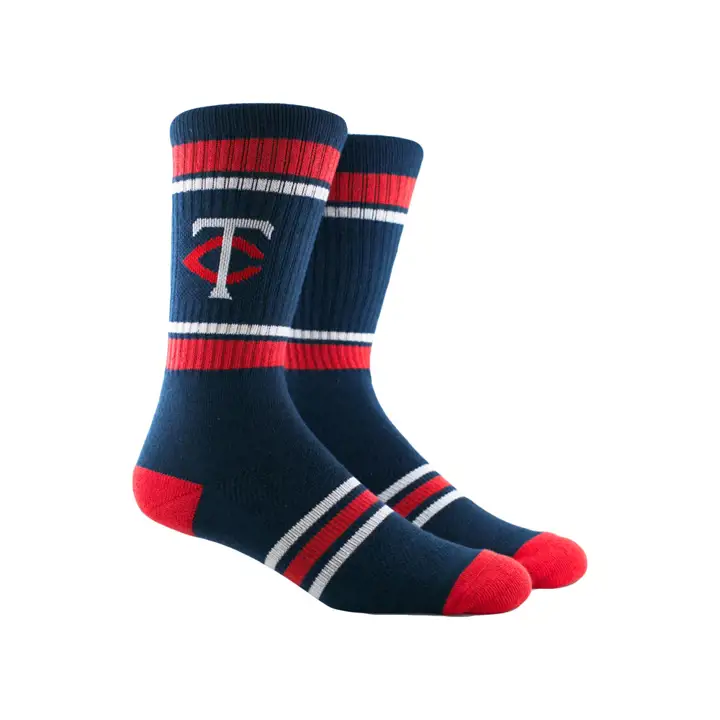 Chaussettes ras du cou à rayures style MLB Parkway des Twins du Minnesota, bleues