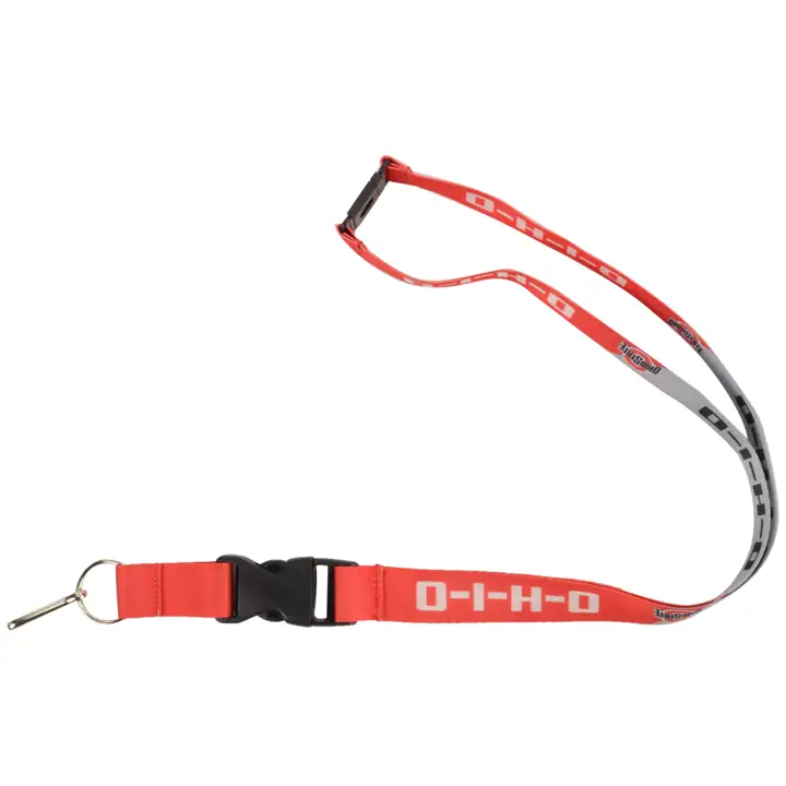 Cordon porte-badge slogan Ohio State rouge/gris