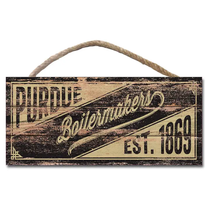 Panneau suspendu en bois Purdue Boilermakers 10x5 planches awht/blk