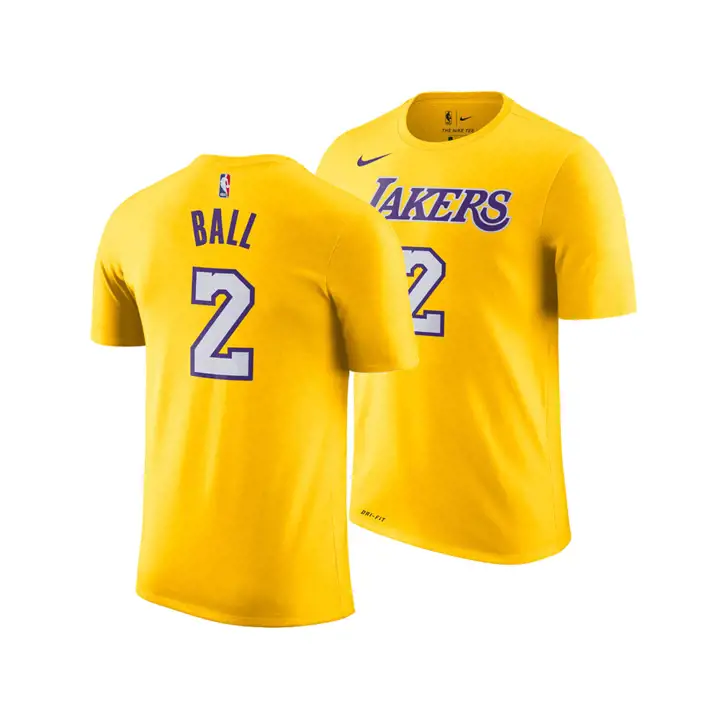 T-SHIRT JOUEUR EMBLÉMATIQUE NBA LAKERS Lonzo Ball jaune