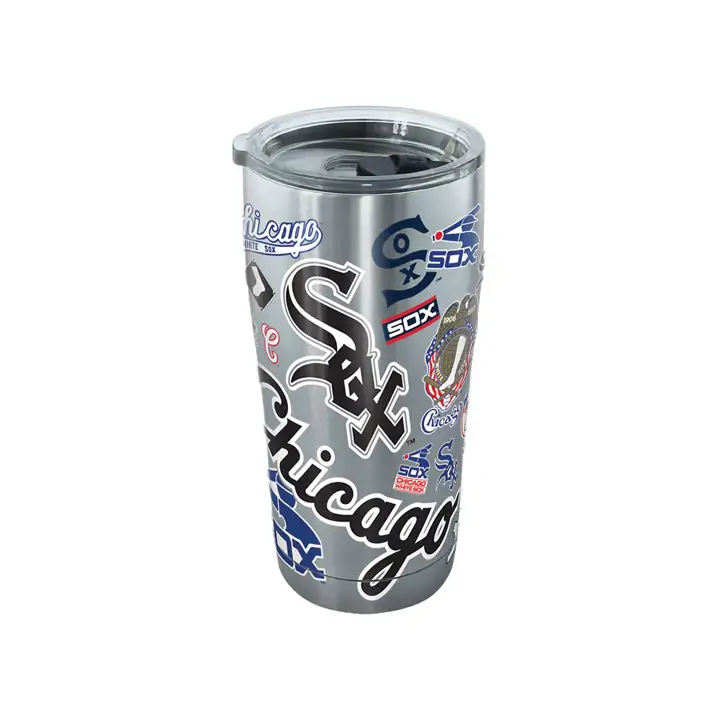 Chicago White Sox MLB Bouteille isotherme tout en acier inoxydable de 20 oz - Argenté/Naturel