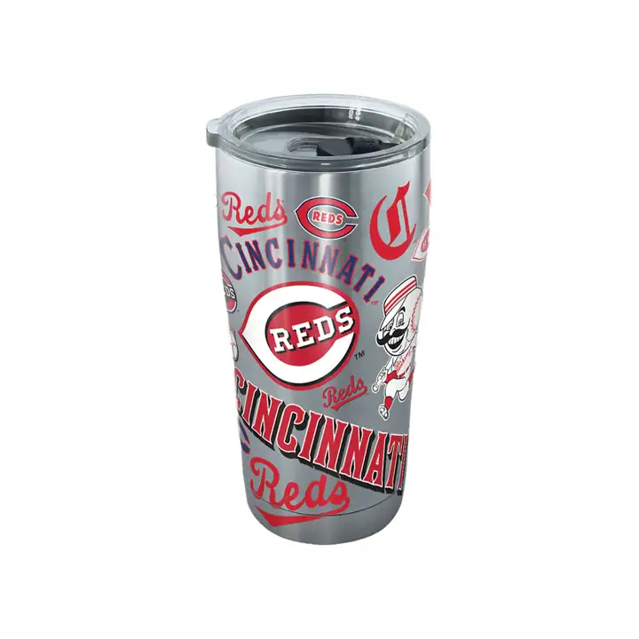 Gobelet isotherme en acier inoxydable Cincinnati Reds de 20 oz MLB "All Over" argent/rouge
