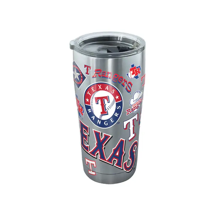 Texas Rangers 20oz MLB tout en acier inoxydable argent/rouge