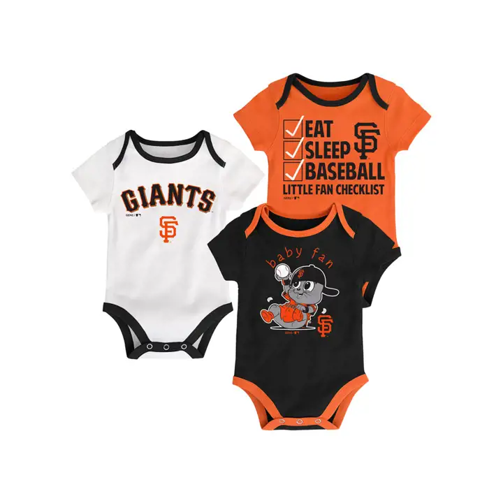 Ensemble 3 pièces de baseball MLB pour nouveau-né des Giants de San Francisco – 18 mois – Noir/