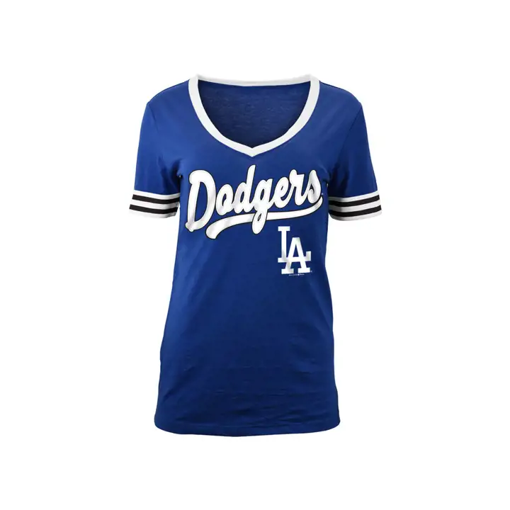 T-shirt rétro en V MLB Los Angeles Dodgers pour femme 18   RBL/wht