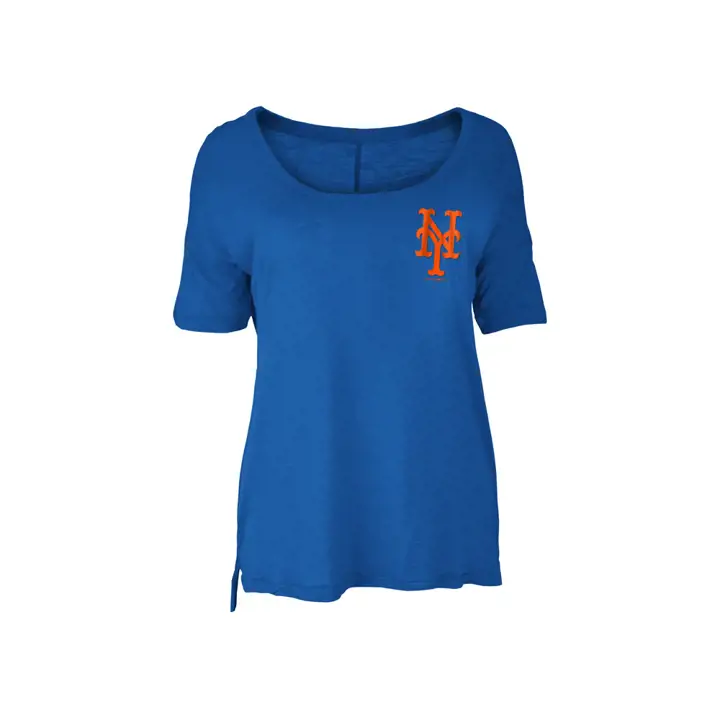 T-shirt femme en coton décontracté col rond MLB New York Mets 18 RBL