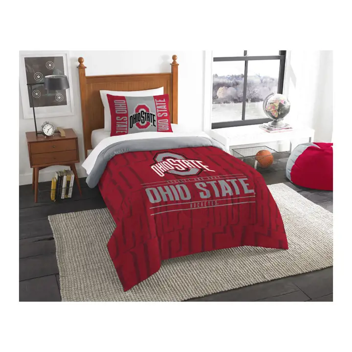 Ensemble douillet Ohio State pour lit jumeau – rouge/gris