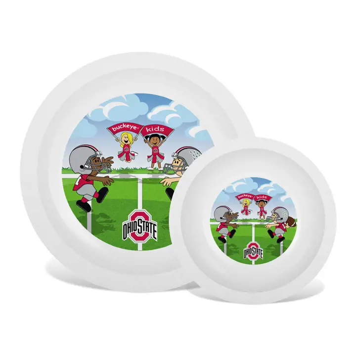 Ensemble assiette et bol Ohio State rouge