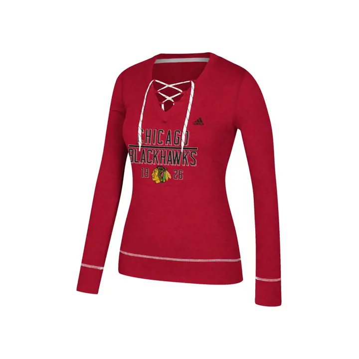 T-shirt à manches longues et lacets de patin NHL Chicago Blackhawks pour femme