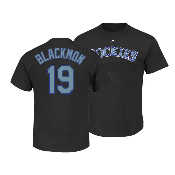 T-shirt officiel de joueur des Rockies de la MLB Charlie Blackmon noir