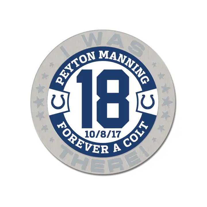 Indianapolis Colts NFL J'y étais Broche Peyton Manning argt
