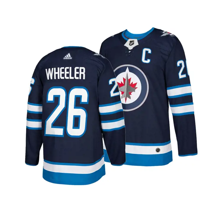GAGNEZ. Maillot authentique de joueur NHL Jets Blake Wheeler marine