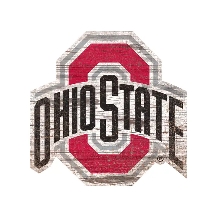 "Panneau en bois découpé avec logo vieilli Ohio State 24" - rouge/noir"