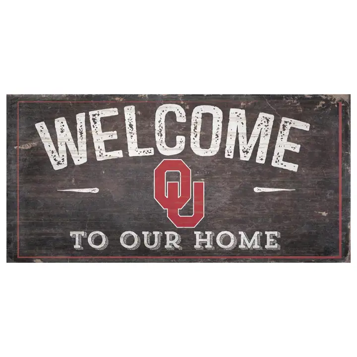 Panneau de bienvenue en bois Oklahoma Sooners 6x12 RED/gris