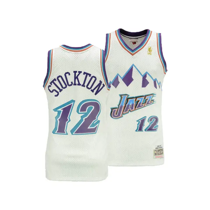 Maillot NBA Swingman M&N Utah Jazz John Stockton Blanc