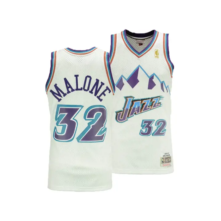Maillot NBA M&N Swingman Karl Malone Utah Jazz BLANC