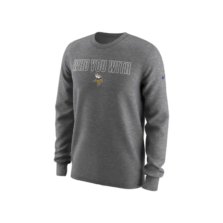 T-shirt manches longues NFL Minnesota Vikings Who You With 17 gris