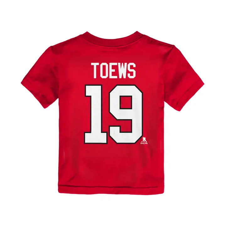 T-shirt de joueur junior NHL des BLACKHAWKS Jonathan Toews ROUGE