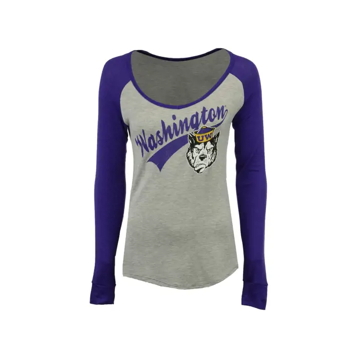 T-shirt à manches longues raglan NCAA pour femme Washington Huskies 1