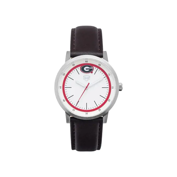 Montre à bracelet en cuir Georgia Bulldogs rouge/marron