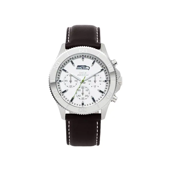 Seattle Seahawks Chrono Cuir Homme marron/argent