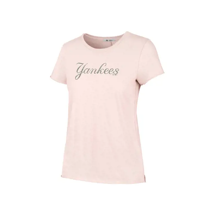 T-shirt ras du cou rose pâle pour femme MLB des Yankees 18 lpnk