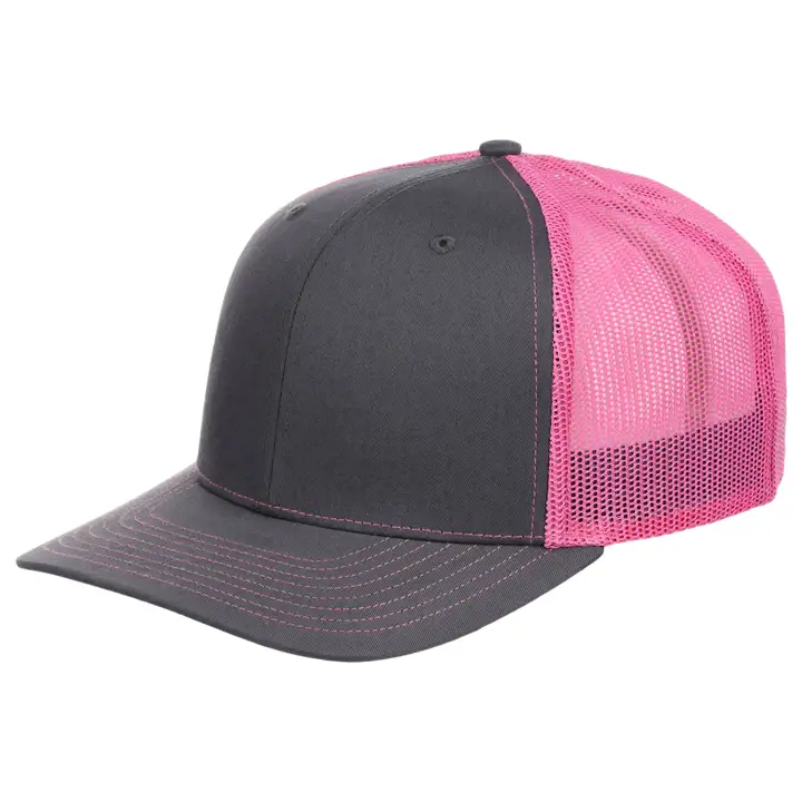 Casquette filet RICHARDSON 112 TRUCKER   Charbon/Rose fluo